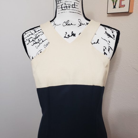 Vintage Black & Cream Dress By Jennifer Jeffries Size 4 - Picture 2 of 6